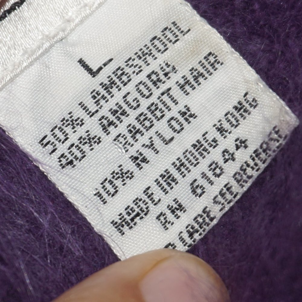 Vintage 80s Purple Bobble Lambswool Angora Sweater - Picture 5 of 6